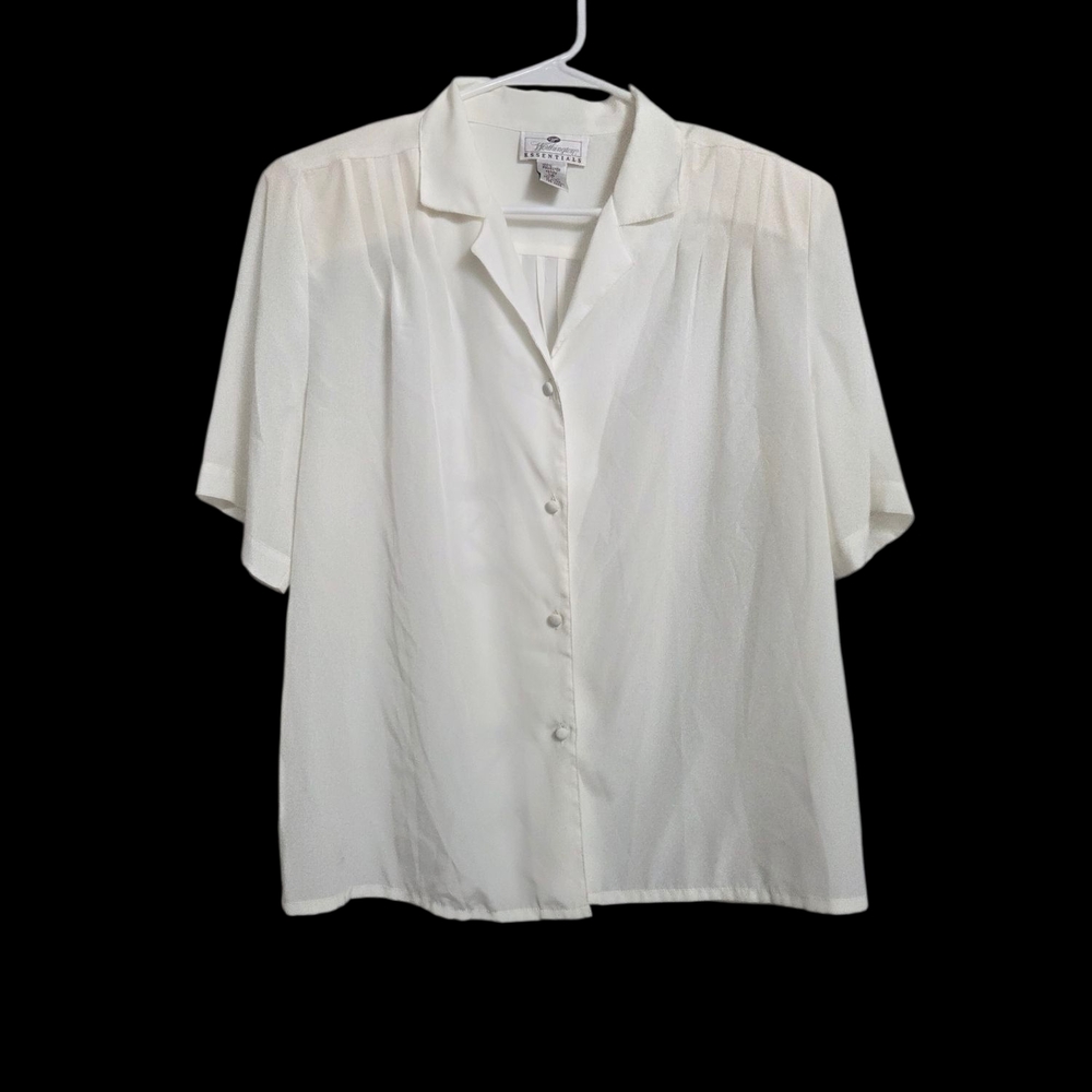 Worthington Essentials Women's Ivory Padded & Pleaded Blouse Vintage (AI16)